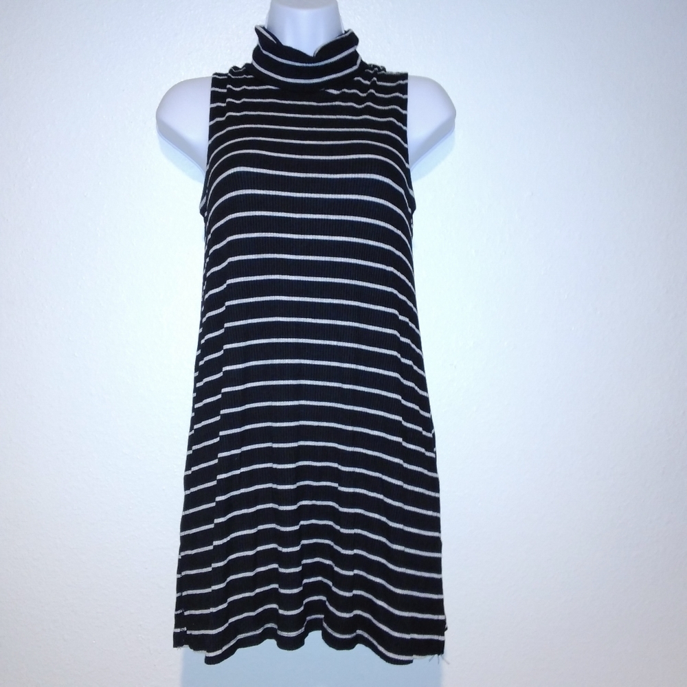 The Limited Striped Ribbed Turtleneck Top